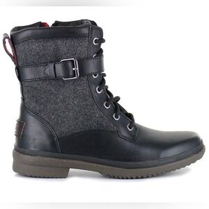 UGG WOMEN'S BLACK KESEY Boots Black and Gray Lace-Up Boots